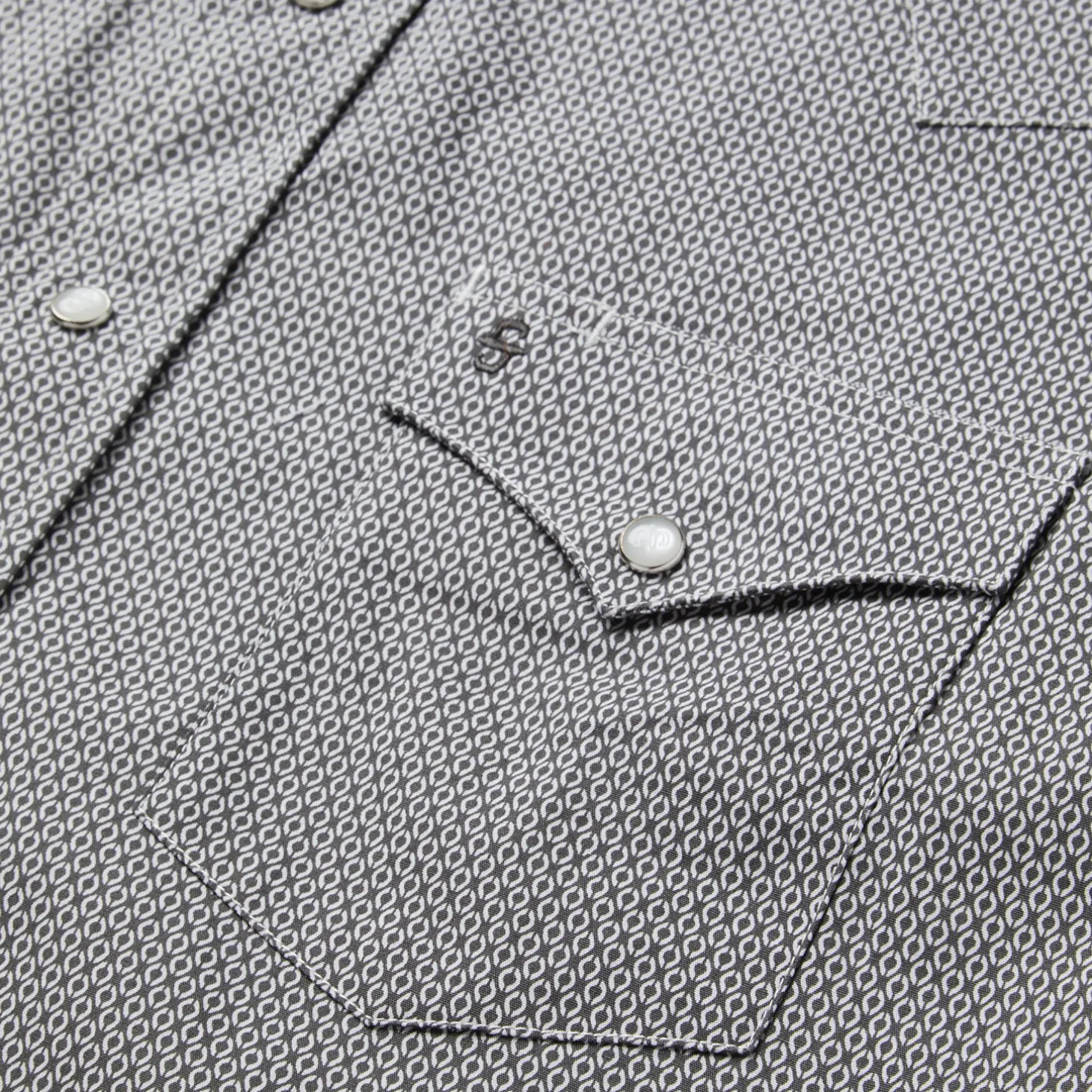Grey Geo Print Western Shirt