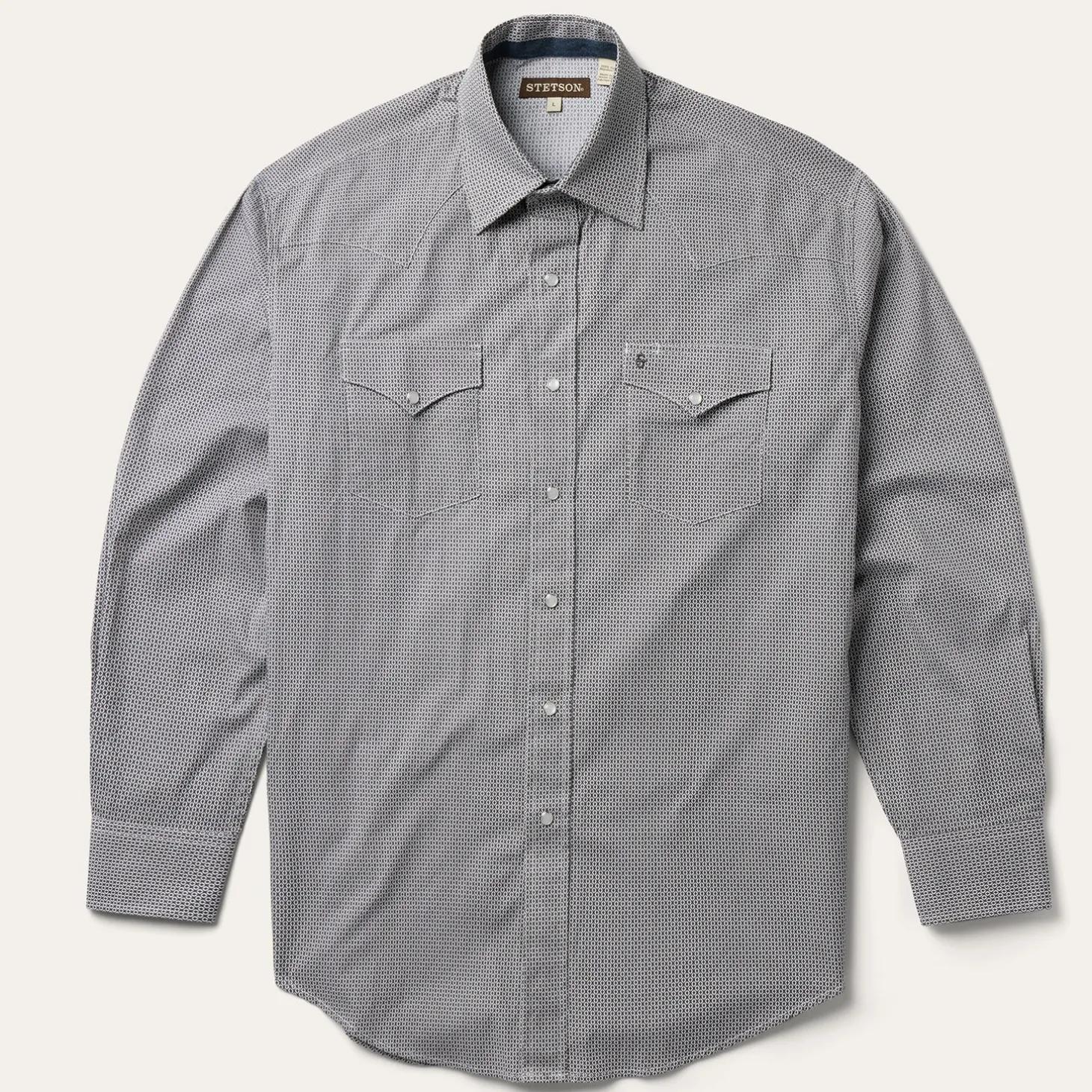 Grey Geo Print Western Shirt