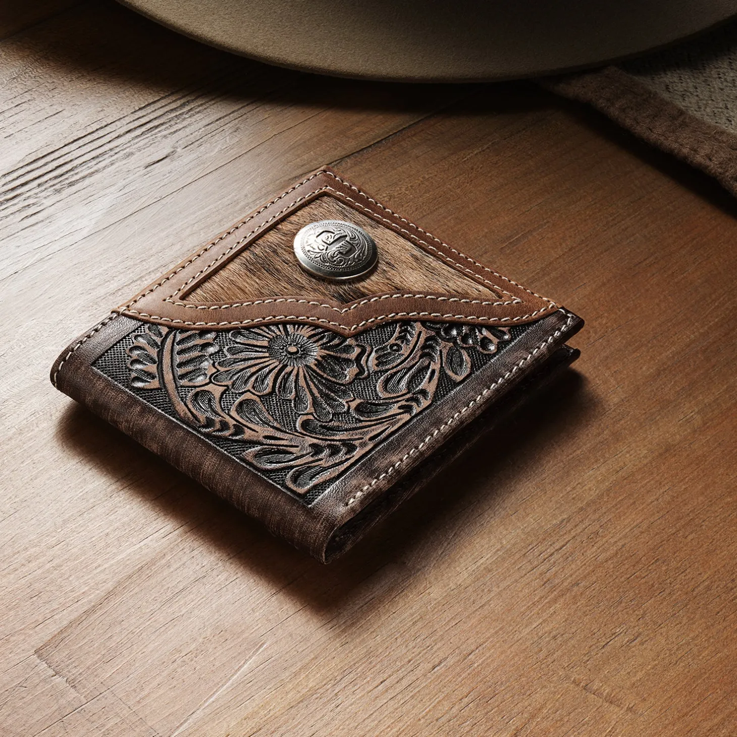 Hair-On-Hide Concho Bi-Fold Wallet