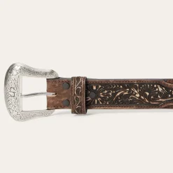 Hair-on-Hide Tooled Tab Belt