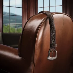 Hair-on-Hide Tooled Tab Belt