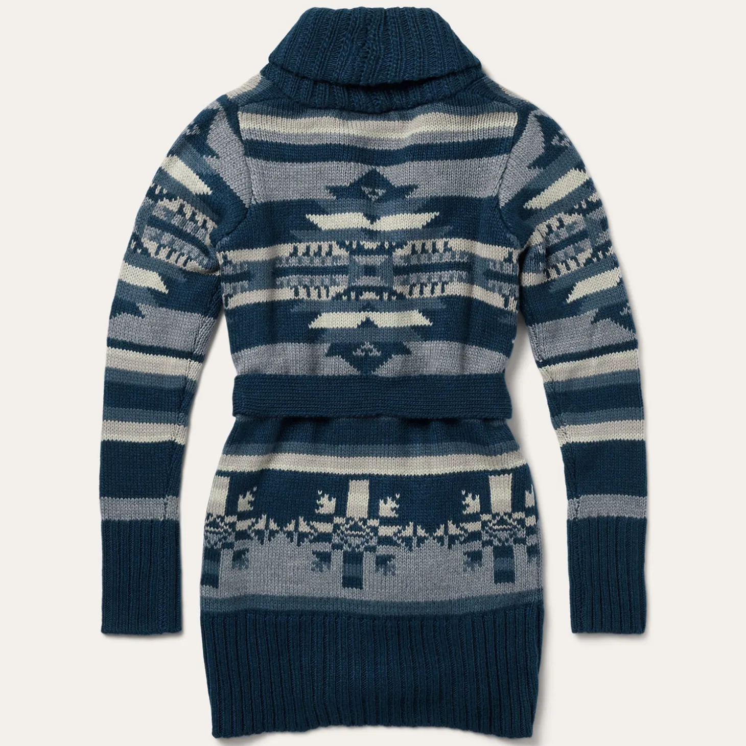 Indigo Aztec Belted Cardigan