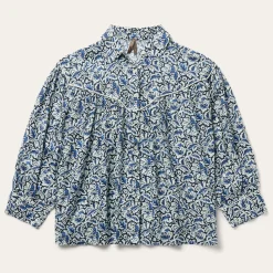 Indigo Tapestry Print Blouse