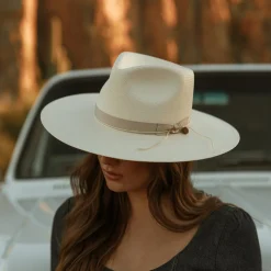 JW Marshall Straw Flat Brim Hat