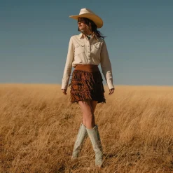 Lamb Suede Fringe Mini Skirt