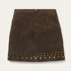 Lamb Suede Skirt with Nailheads