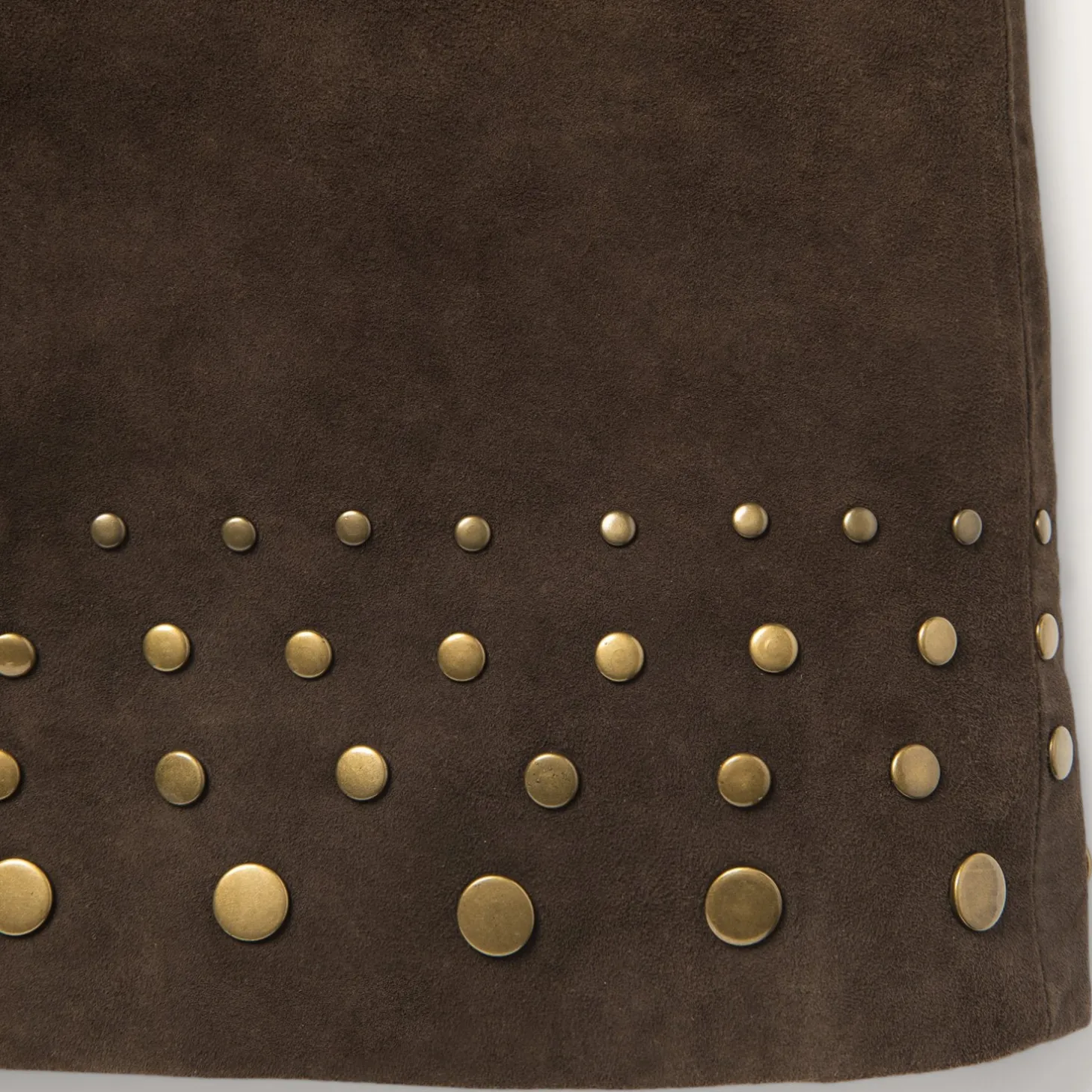 Lamb Suede Skirt with Nailheads