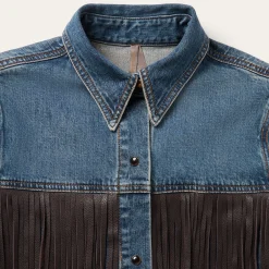 Leather Fringe Denim Shirt