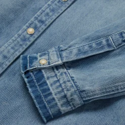Loose Fit Denim Snap-Front Shirt