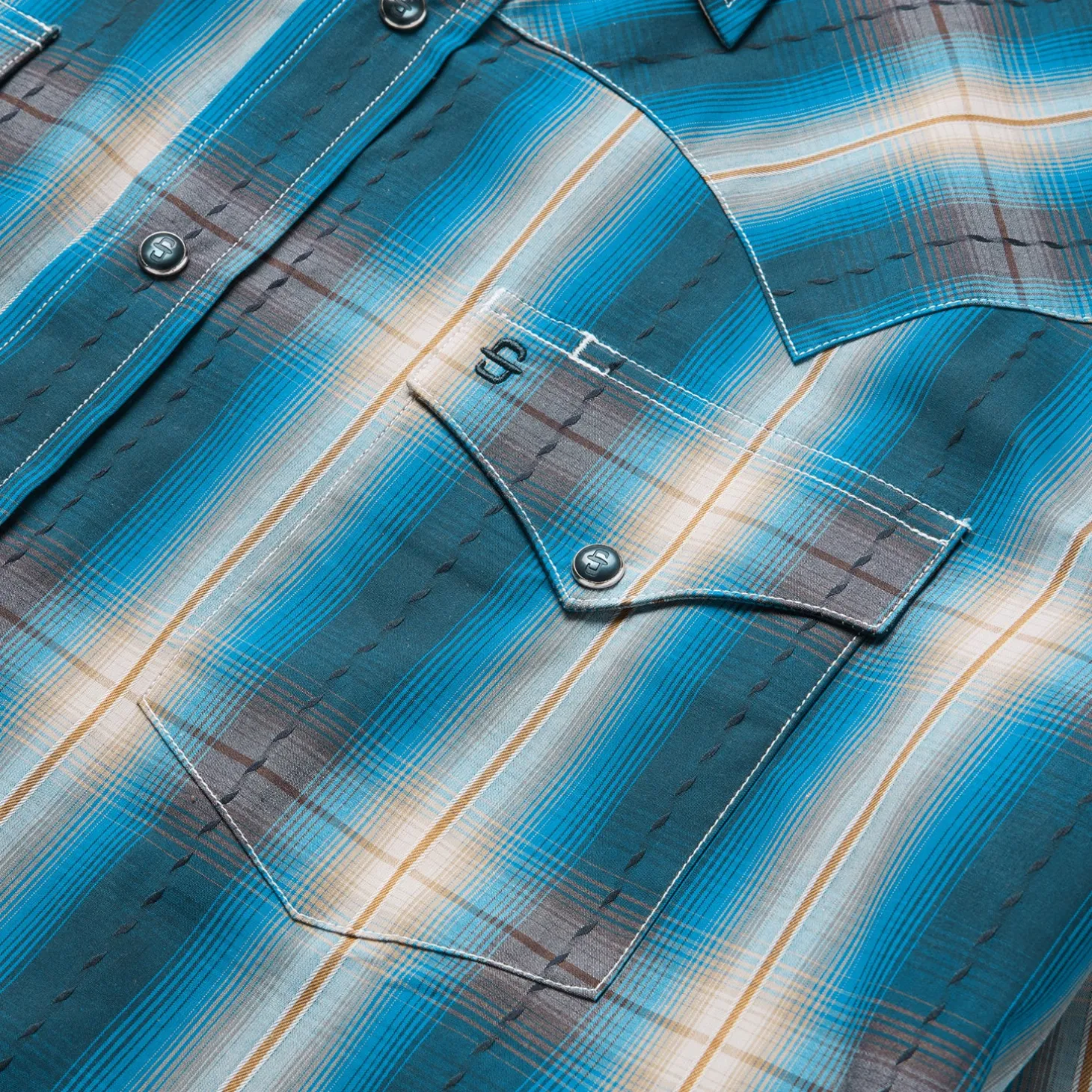 Marine Ombre Plaid Western Shirt