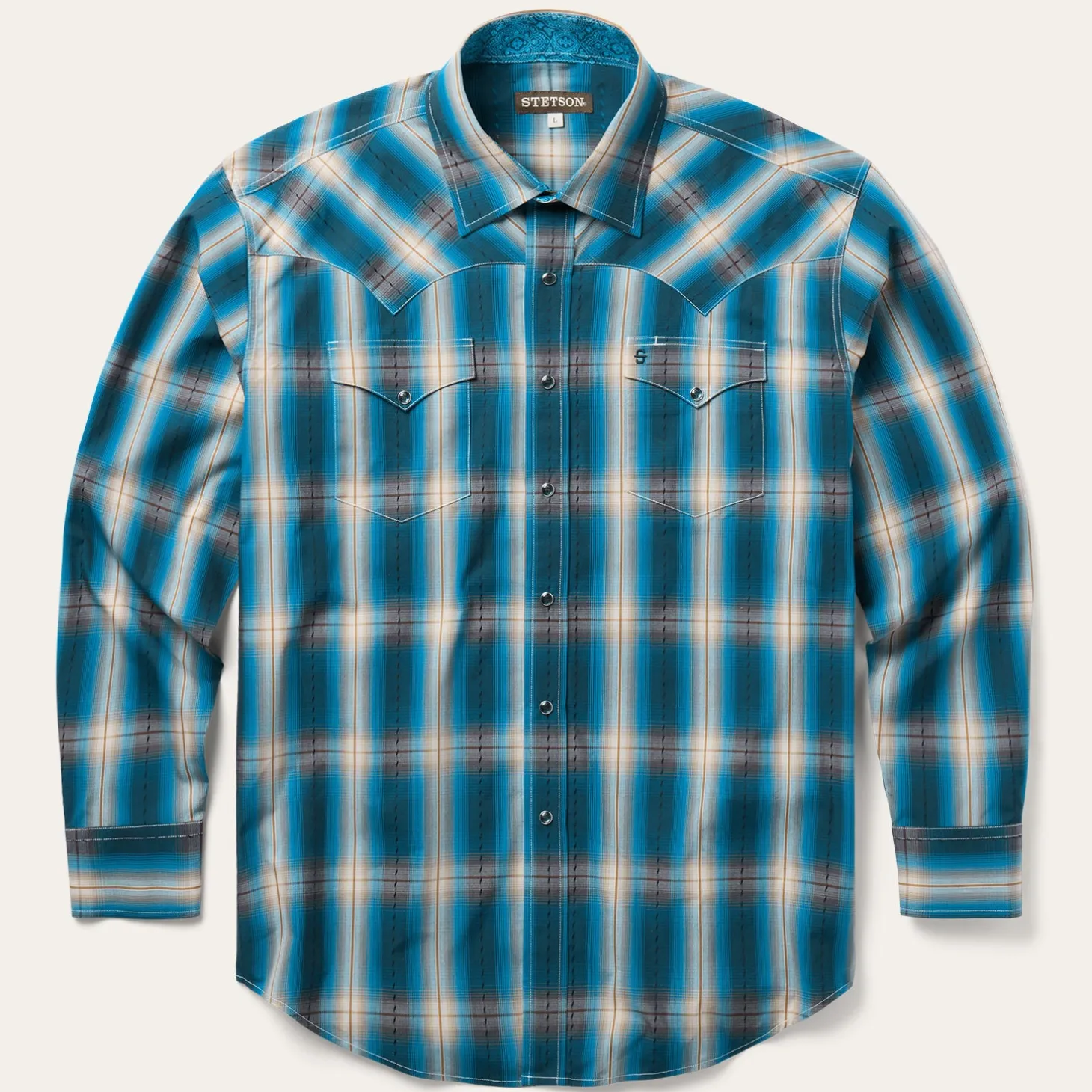 Marine Ombre Plaid Western Shirt