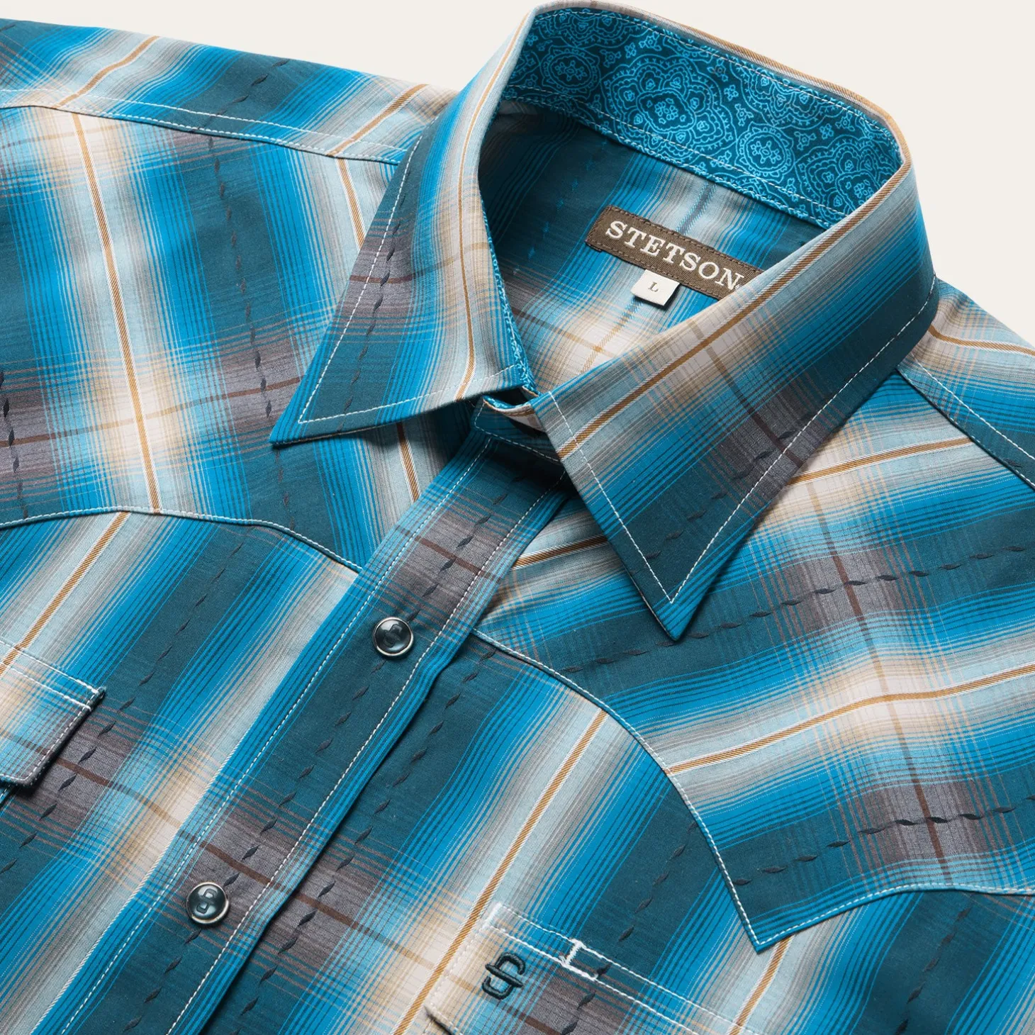 Marine Ombre Plaid Western Shirt