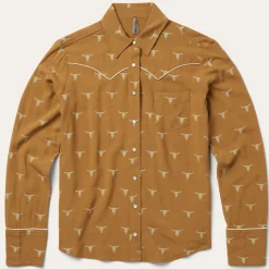 Mojave Longhorn Print Snap Western Shirt