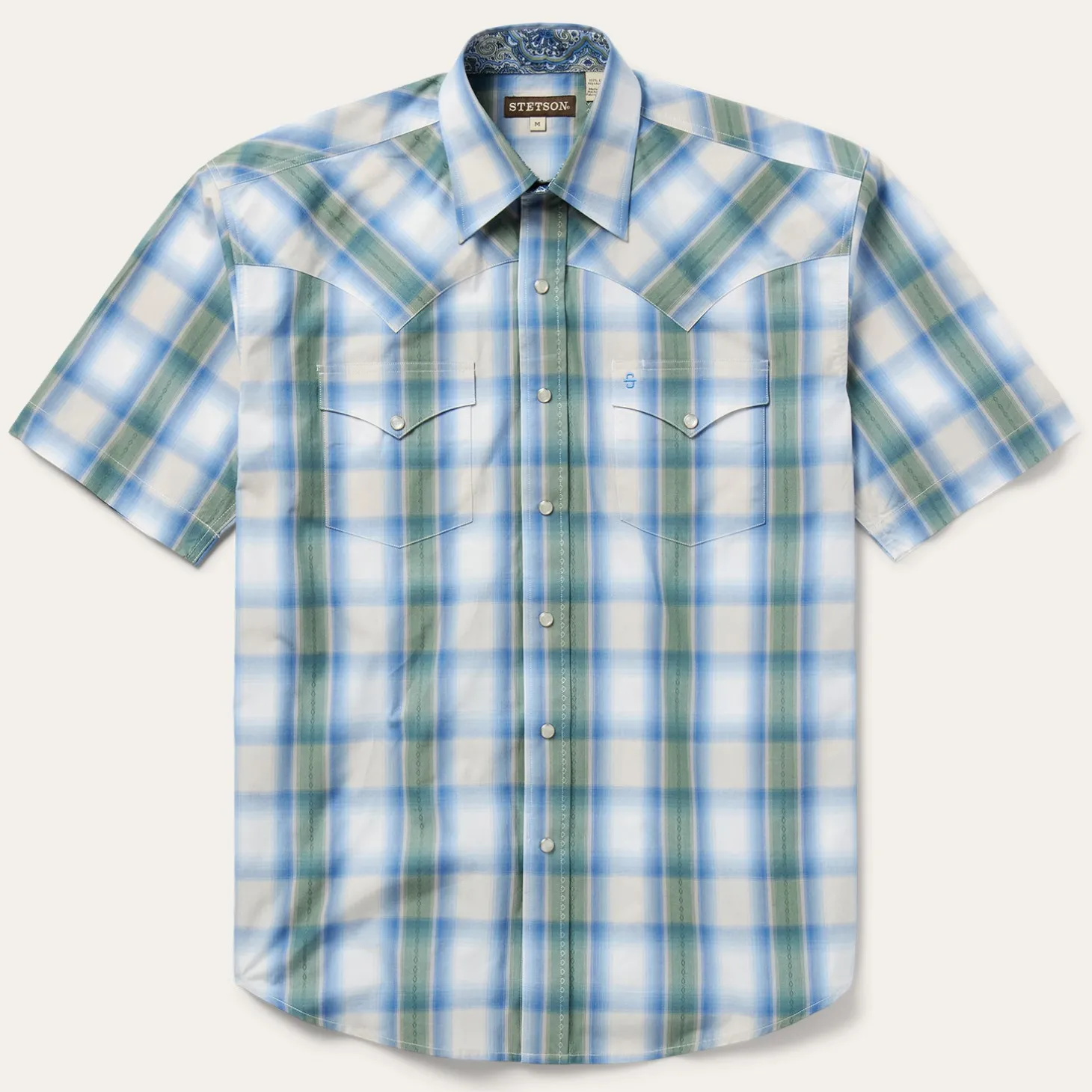 Moss Plaid Short-Sleeve Western Shirt