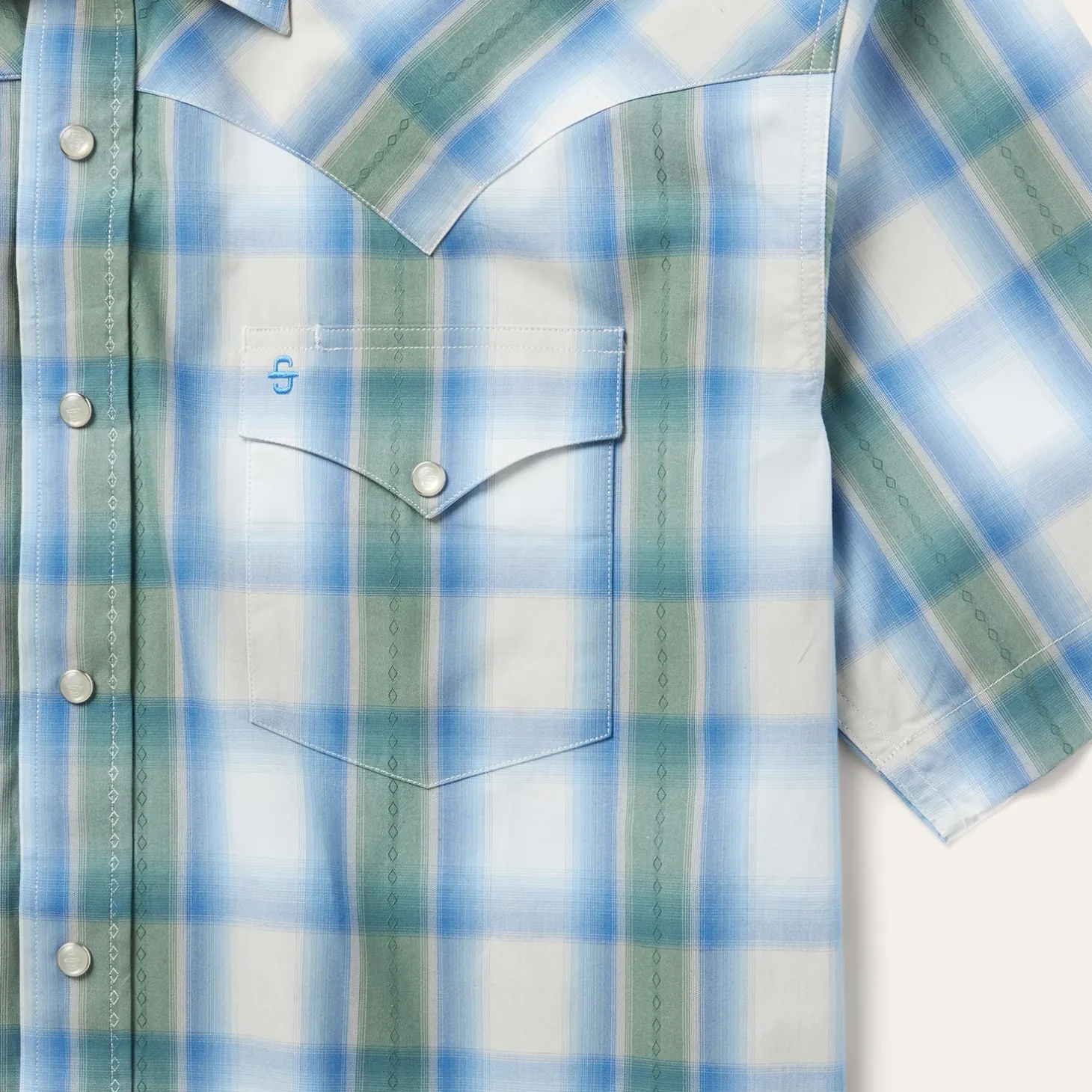Moss Plaid Short-Sleeve Western Shirt