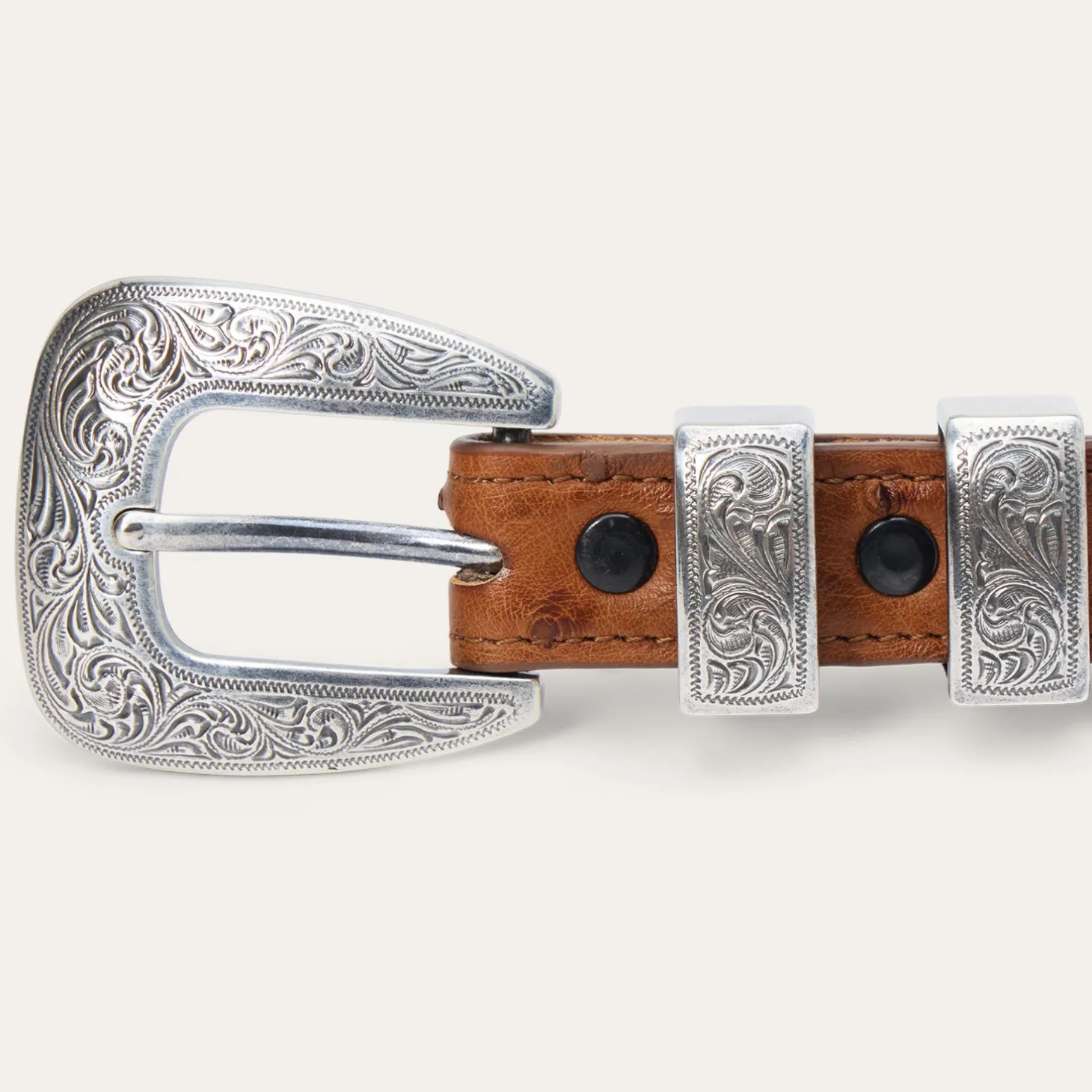 Ostrich Tapered Tab Belt