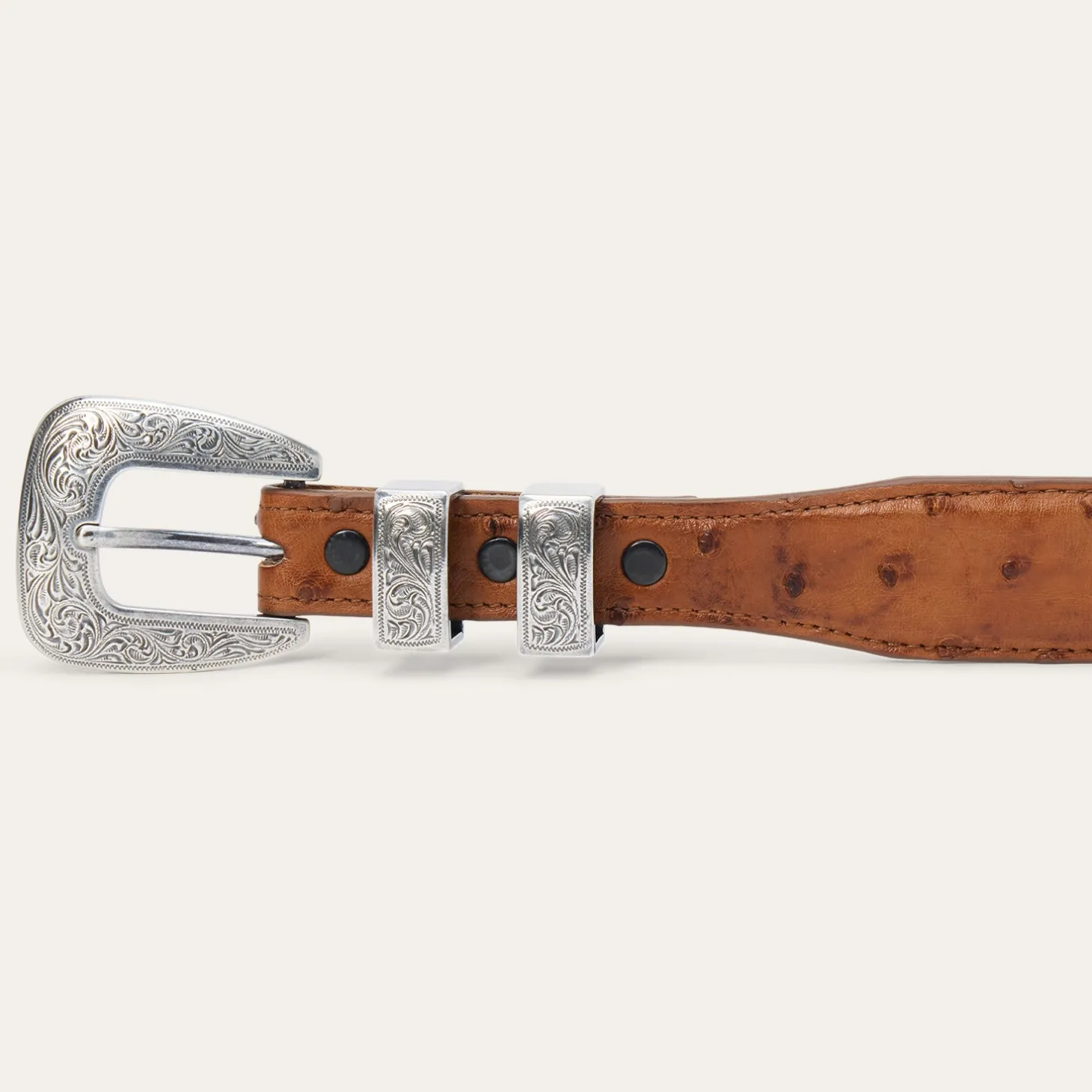 Ostrich Tapered Tab Belt