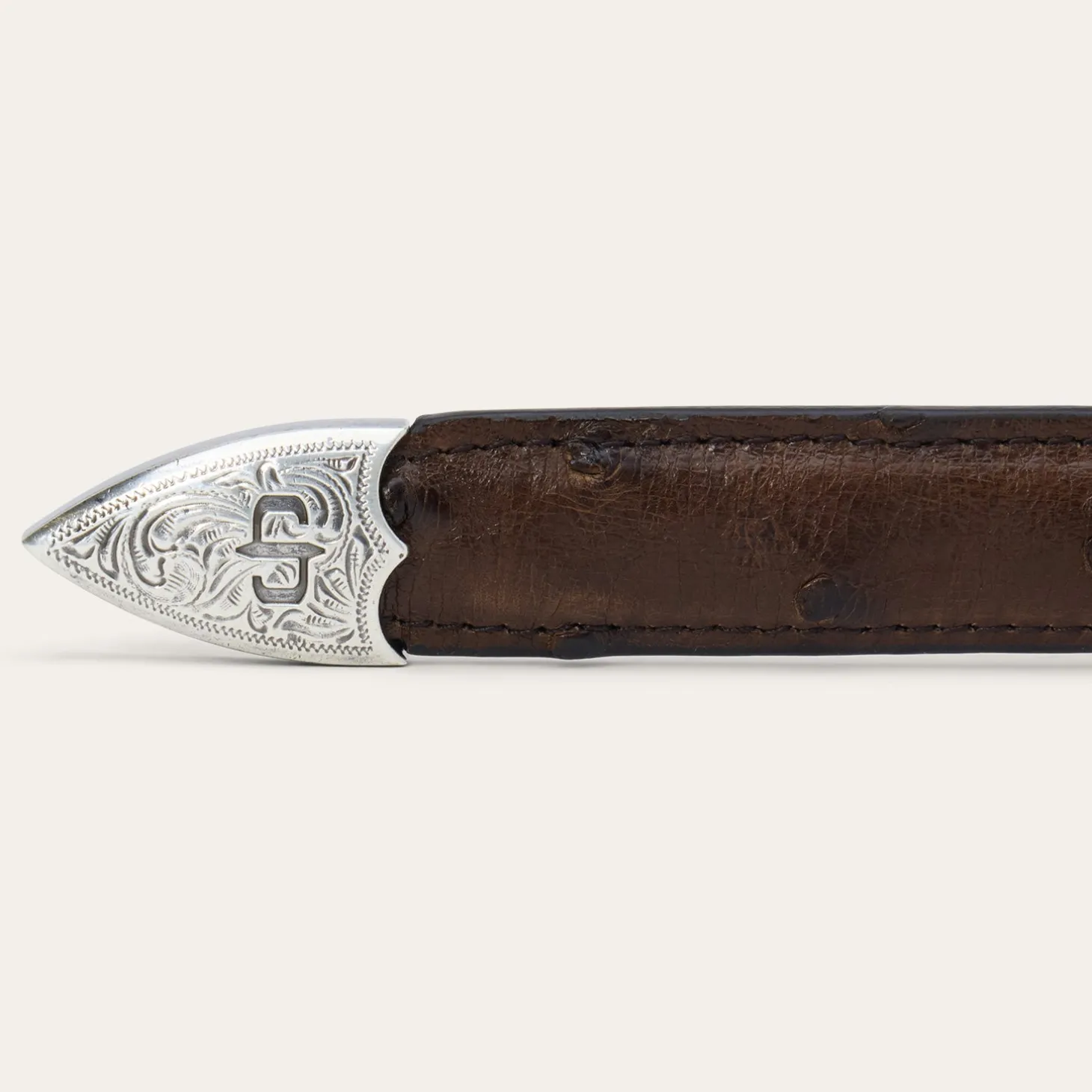 Ostrich Tapered Tab Belt