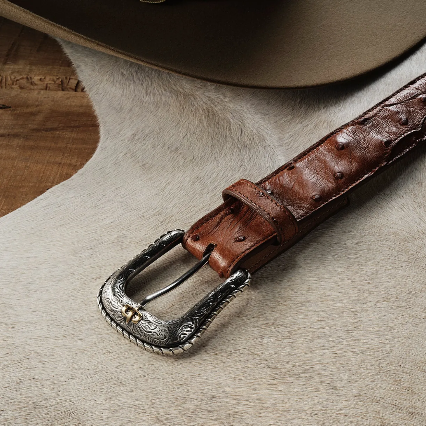 Ostrich Western Tab Belt