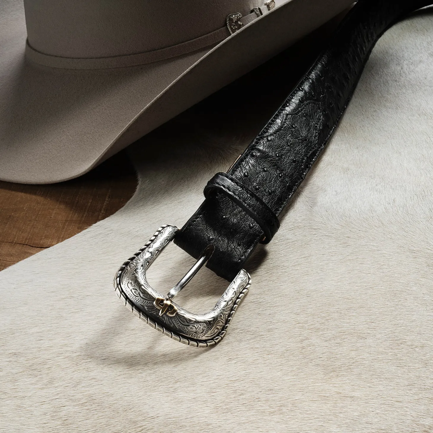 Ostrich Western Tab Belt