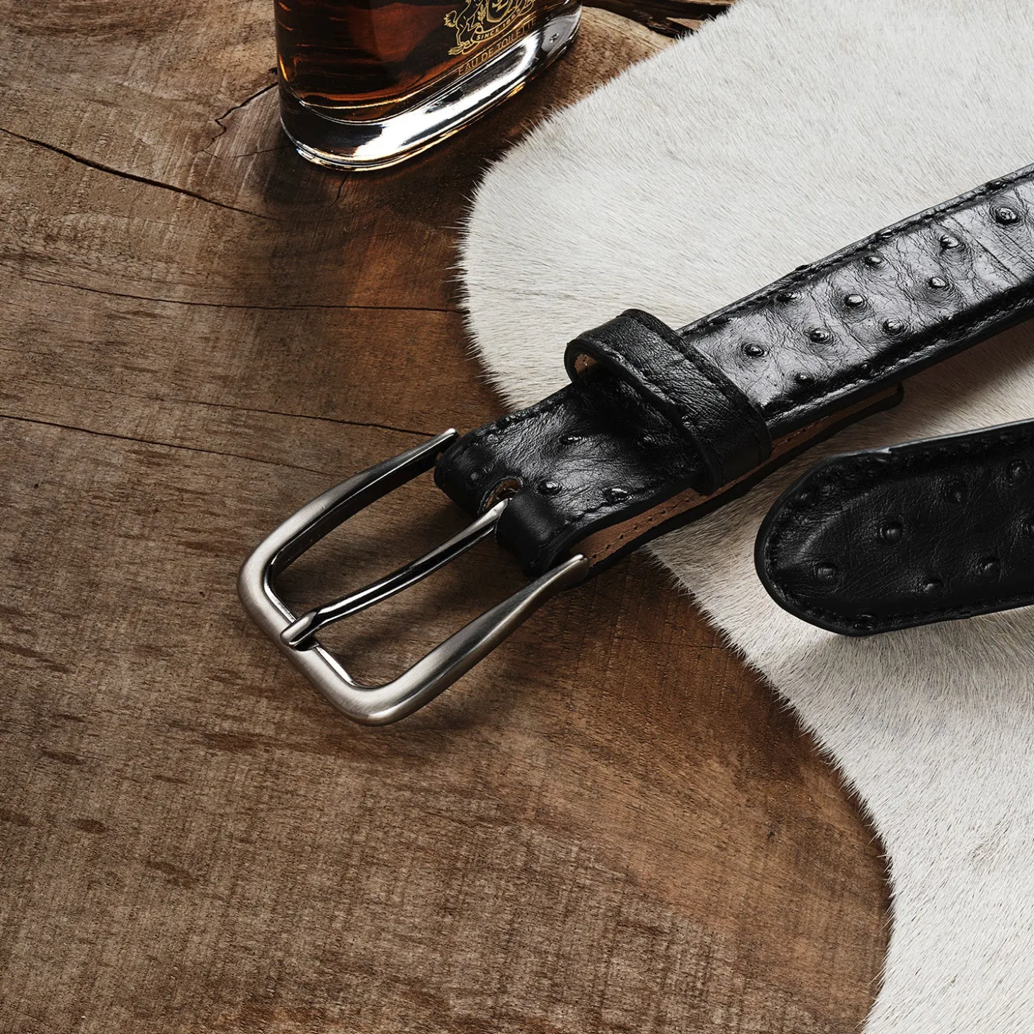 Ostrich Western Tab Belt - 1 1/4" Width