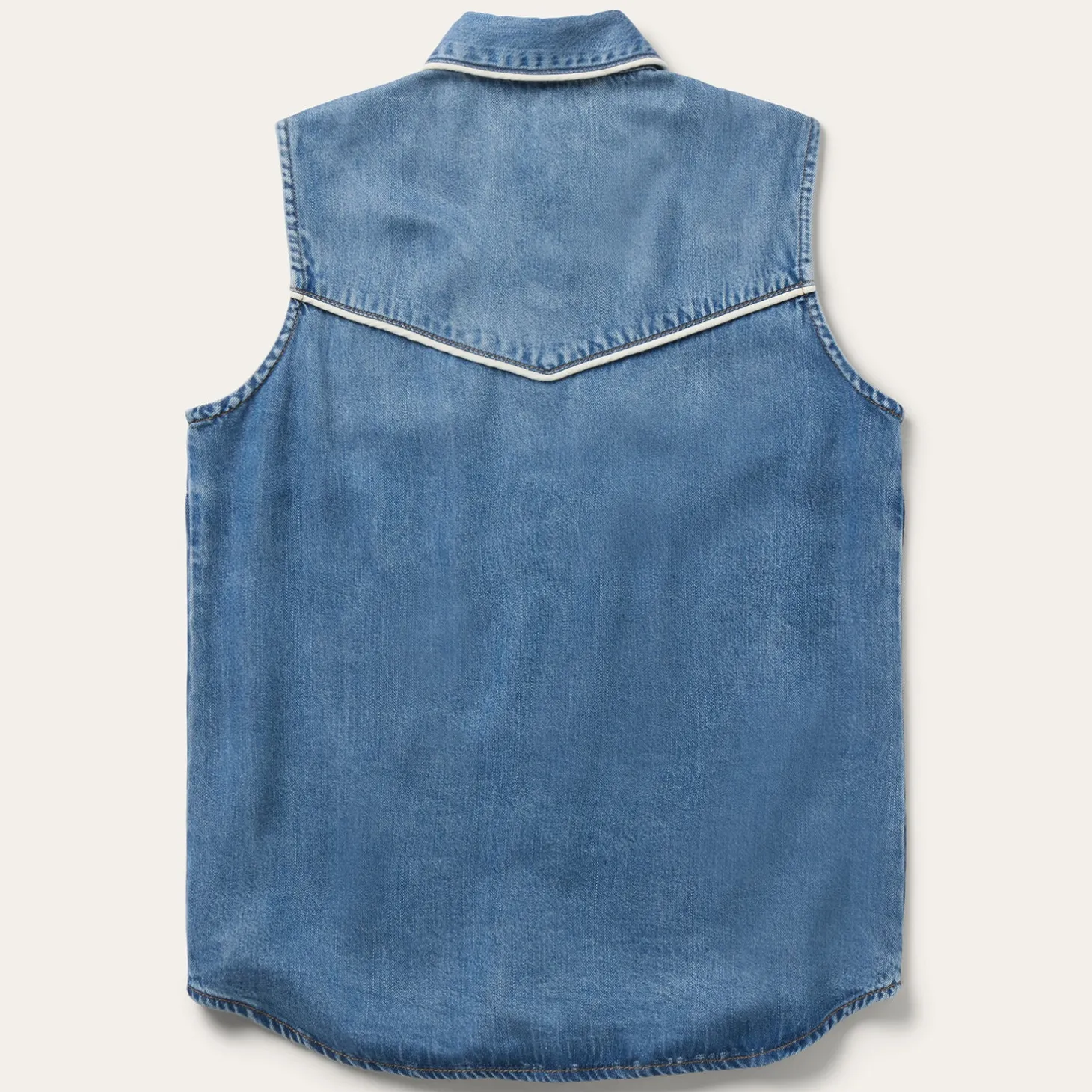 Piped Denim Sleeveless Shirt