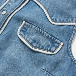 Piped Denim Sleeveless Shirt