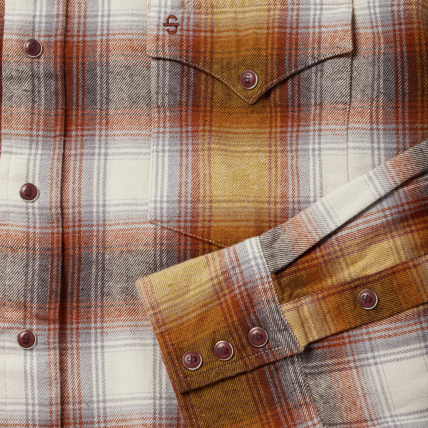 Rust Plaid Flannel Western Shirt