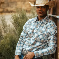 Sand Plaid Dobby Western Shirt