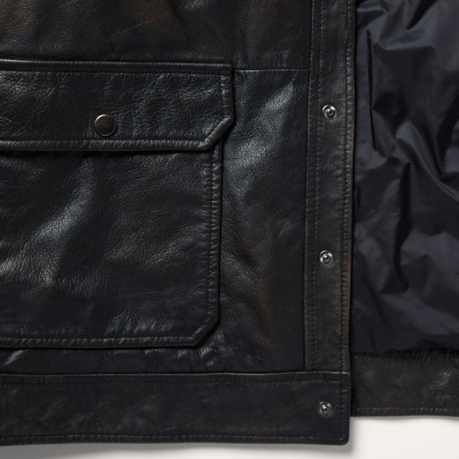 Snap Front Leather Jacket