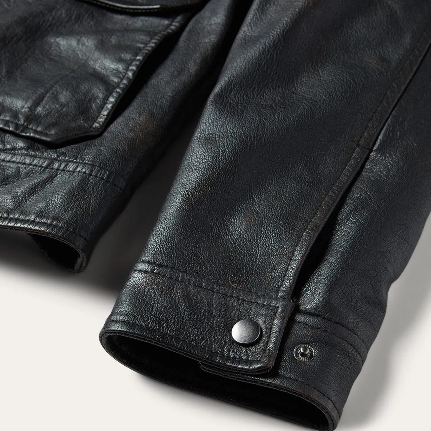 Snap Front Leather Jacket