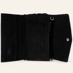 Spiral Suede Fringed Clutch