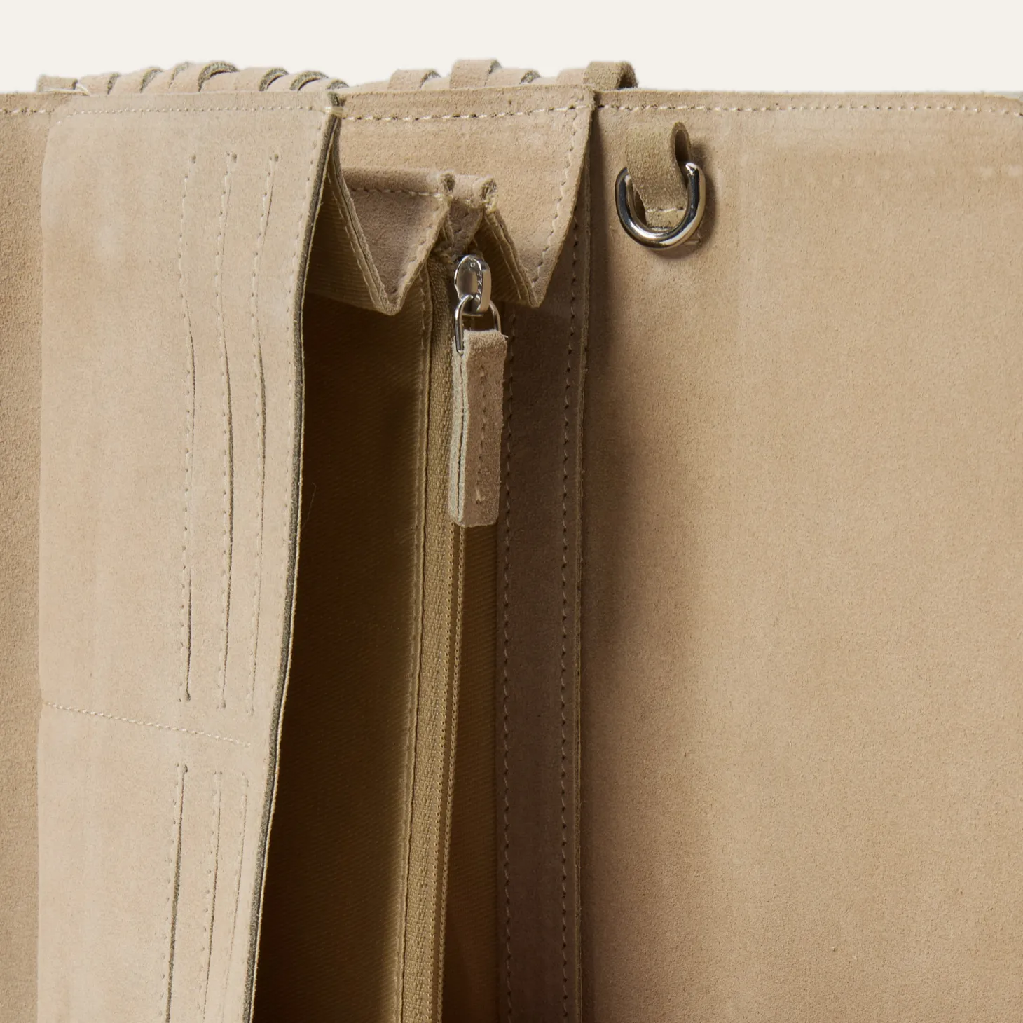 Spiral Suede Fringed Clutch