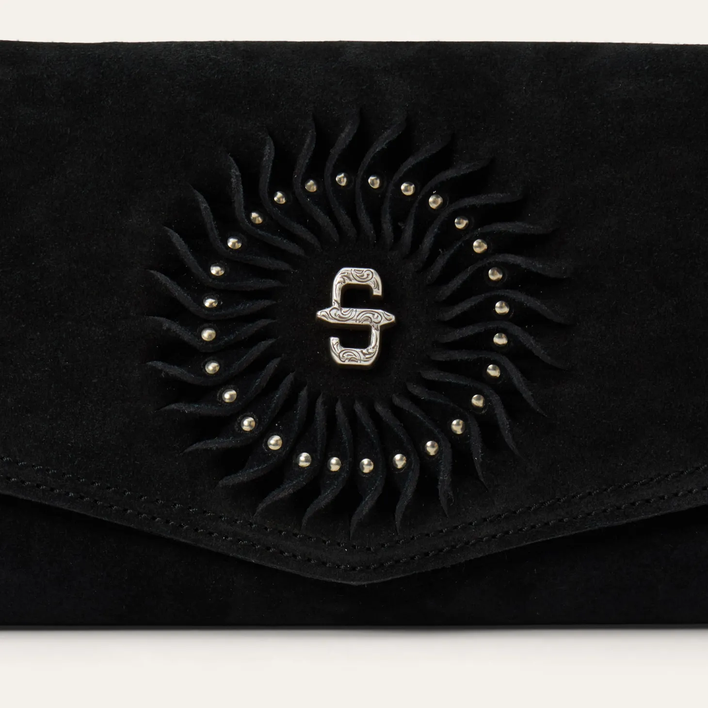 Spiral Suede Fringed Clutch