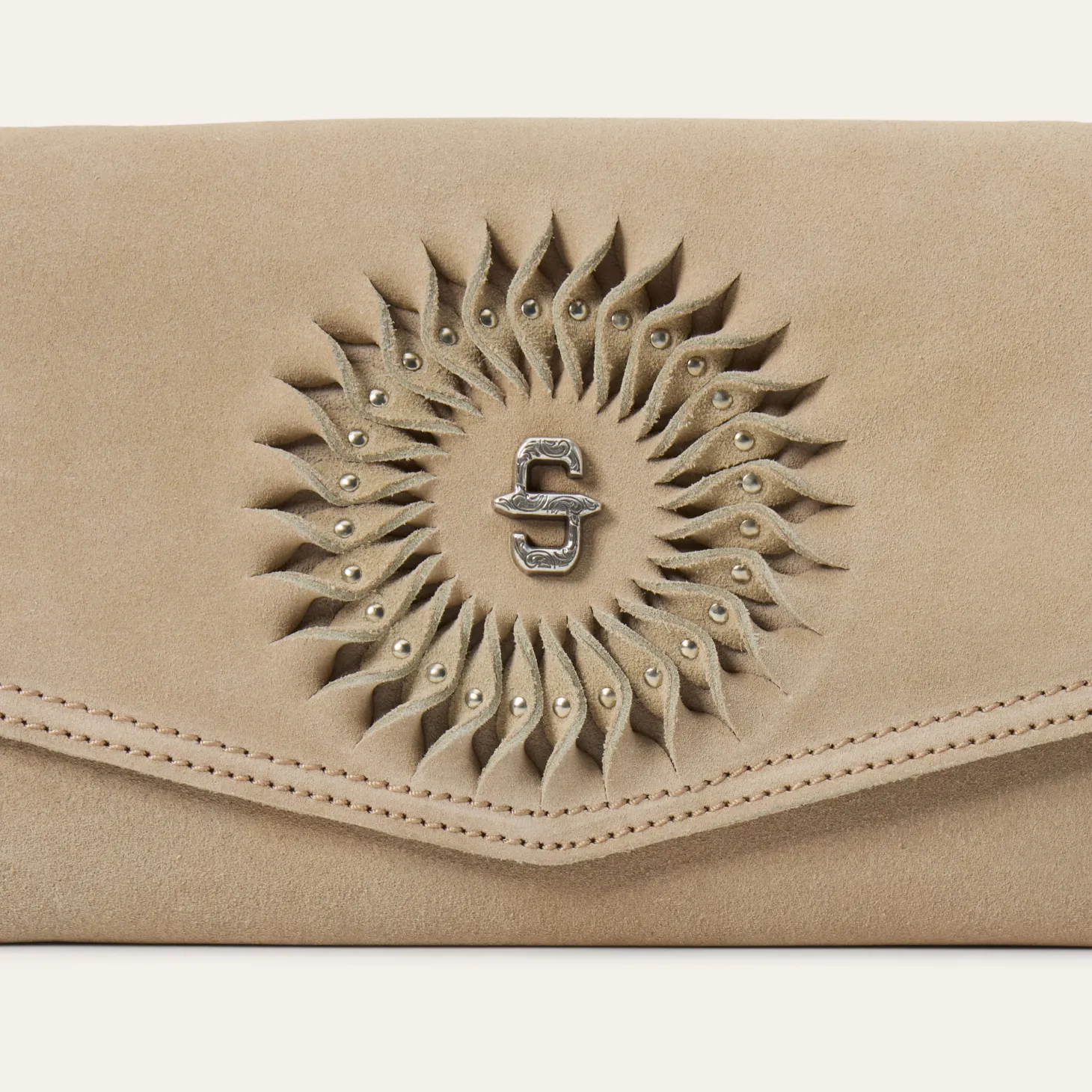 Spiral Suede Fringed Clutch