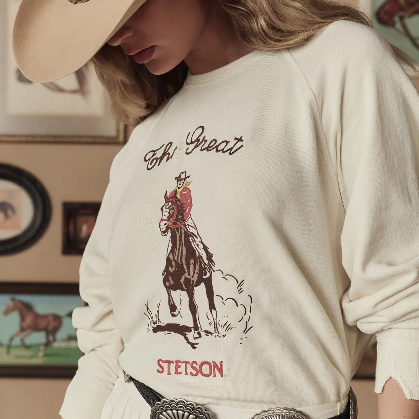 Stetson & THE GREAT. The College Sweatshirt with Stetson Graphic