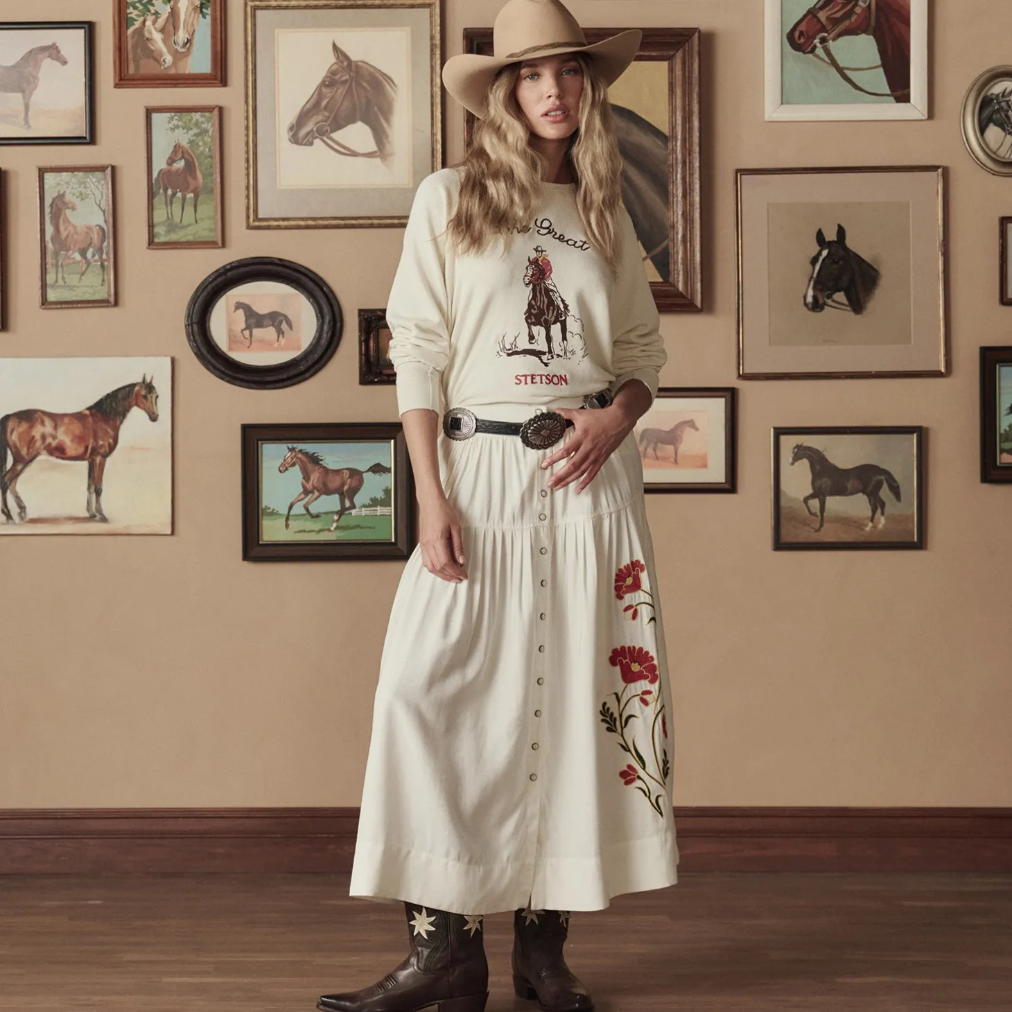 Stetson & THE GREAT. The Western Embroidered Highland Skirt