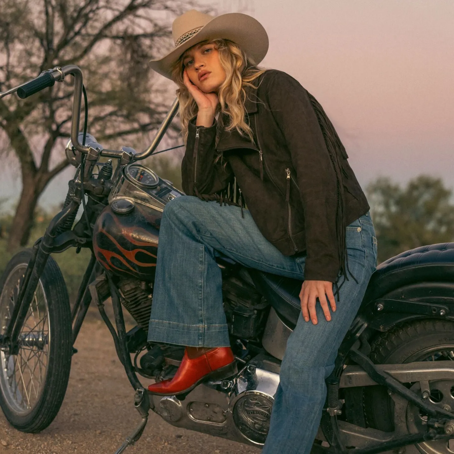 Suede Fringe Motorcycle Jacket