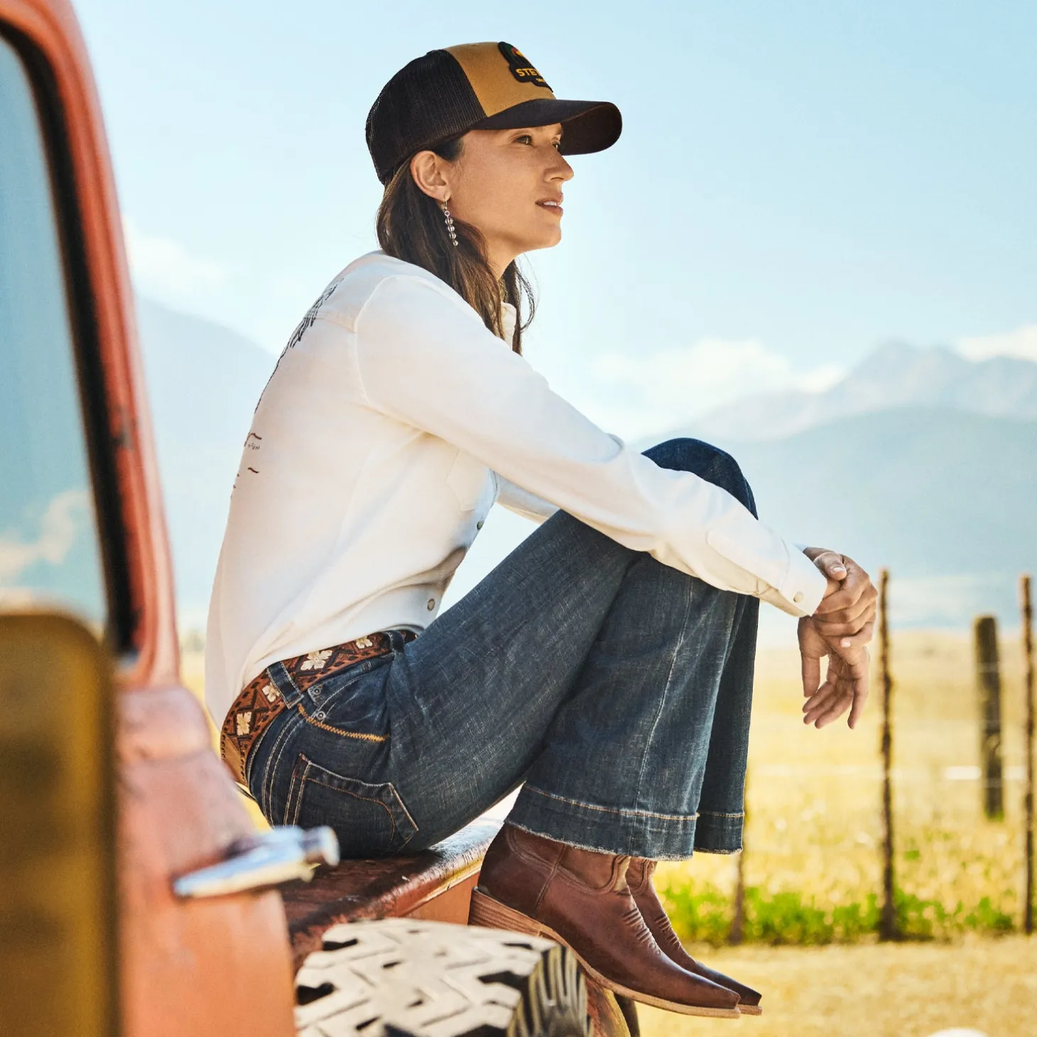 Tan Sunset Trucker Cap