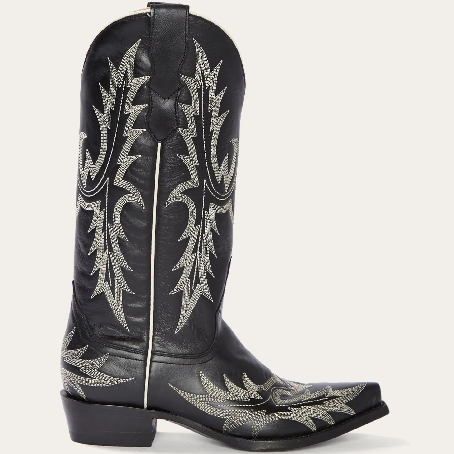 Tina Black & White Flame Embroidered Cowboy Boot