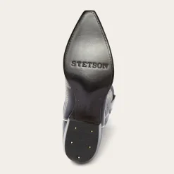 Tina Black & White Flame Embroidered Cowboy Boot
