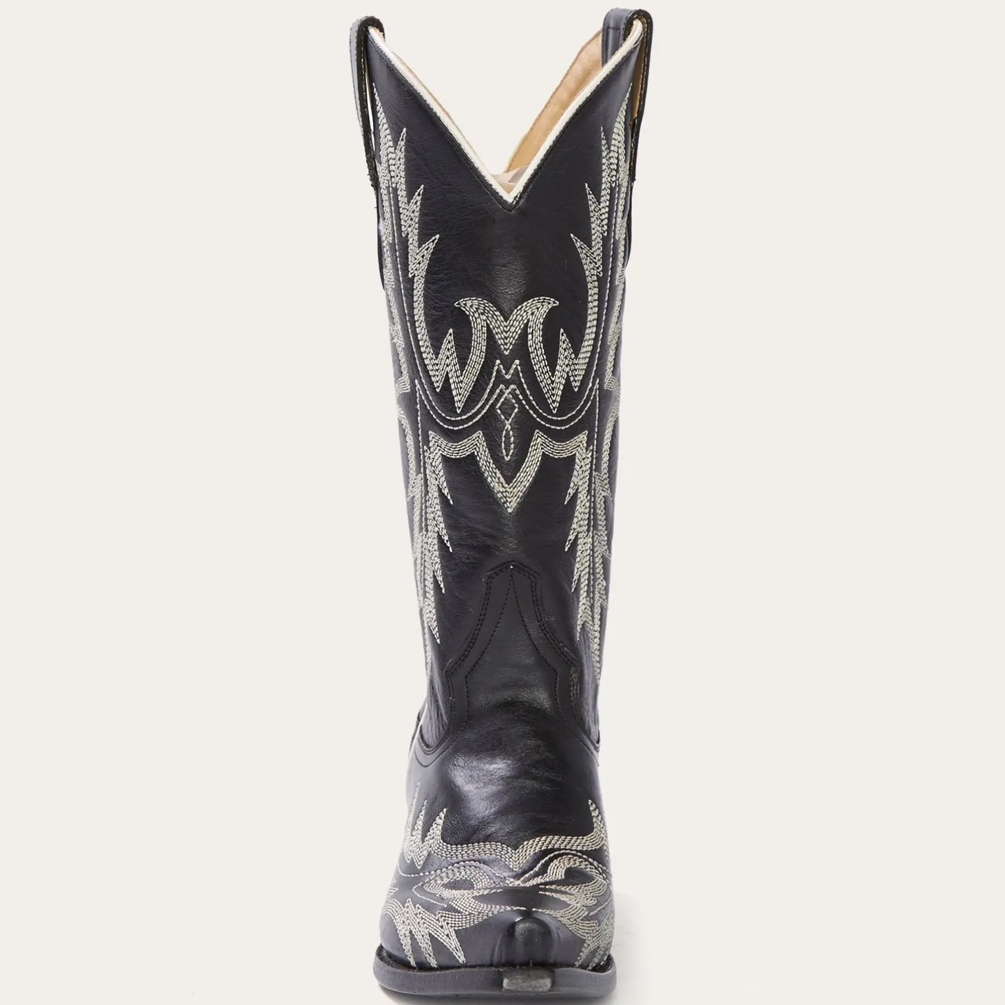 Tina Black & White Flame Embroidered Cowboy Boot