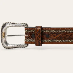Tooled Horse Hair Braided Edge Belt