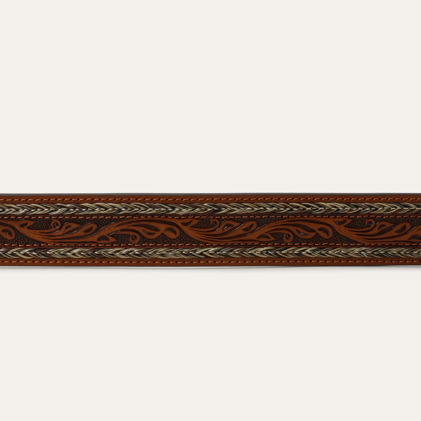 Tooled Horse Hair Braided Edge Belt