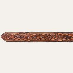 Tooled Tab Embroidered Belt