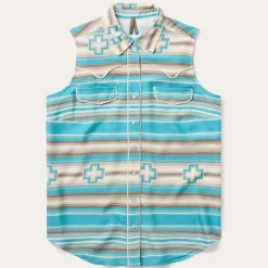 Turquoise Serape Print Sleeveless Shirt