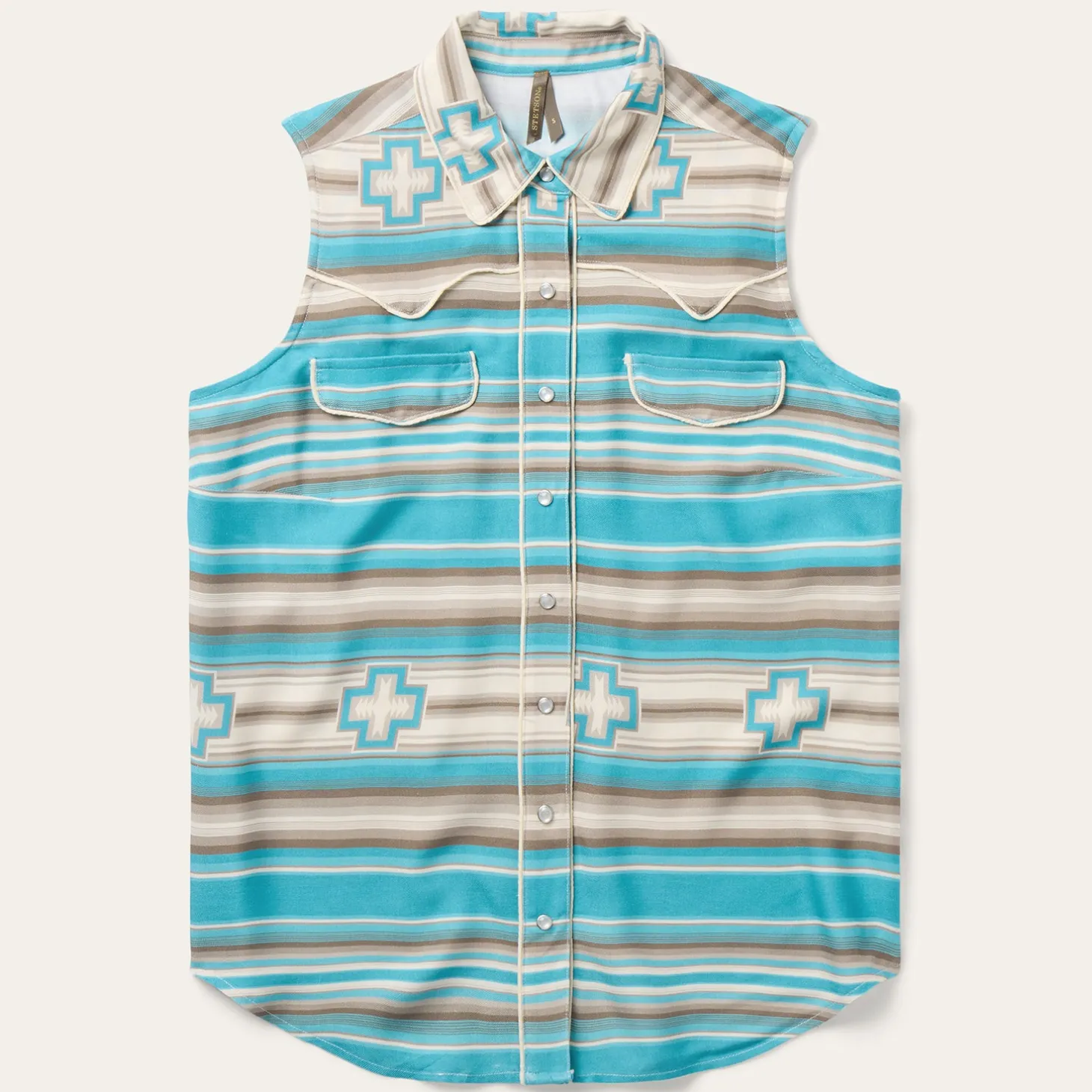 Turquoise Serape Print Sleeveless Shirt