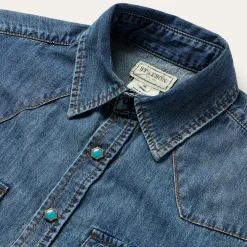 Turquoise Snap Lightweight Denim Shirt