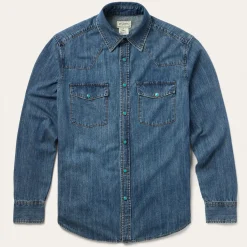 Turquoise Snap Lightweight Denim Shirt