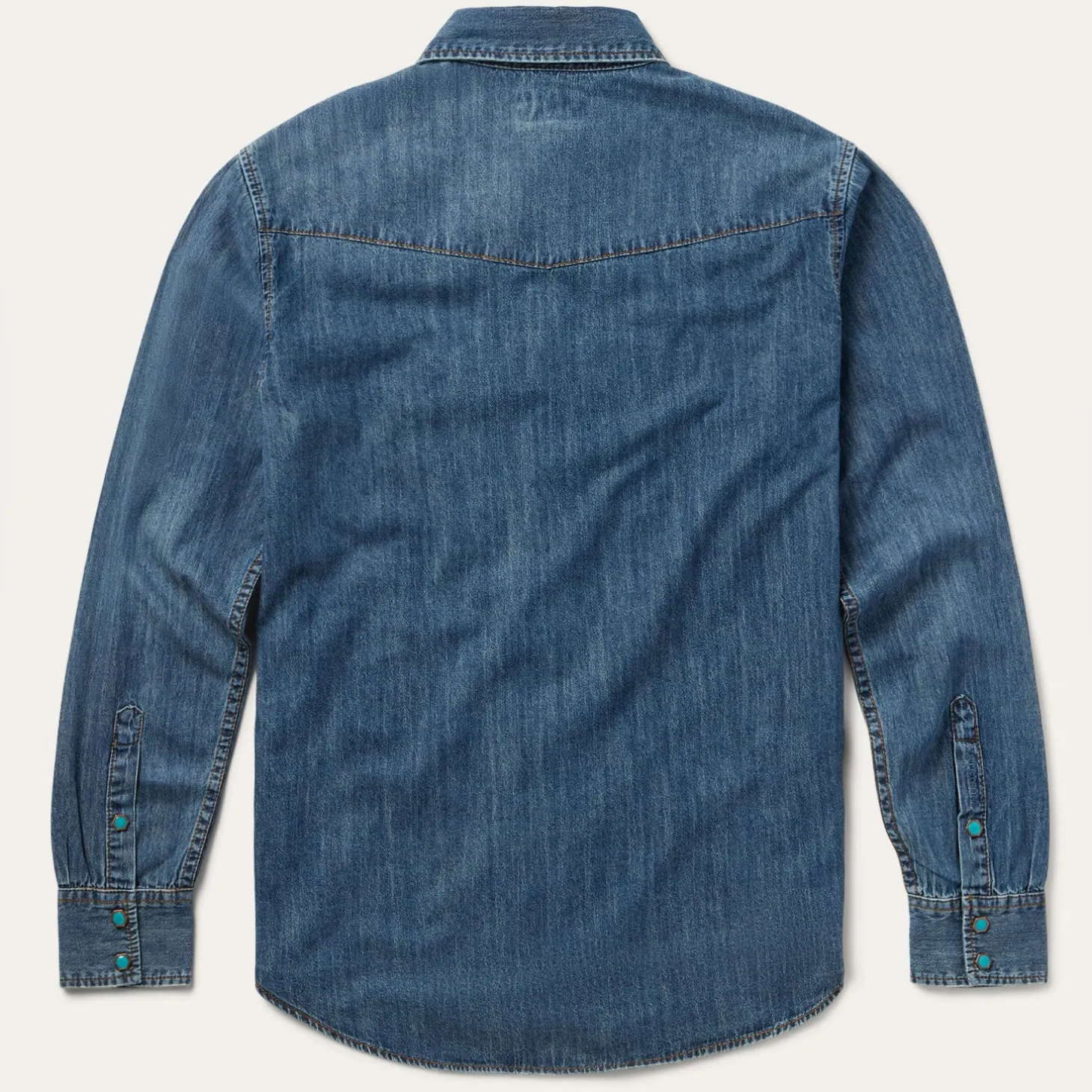 Turquoise Snap Lightweight Denim Shirt